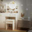 Bureau de coiffeuse avec miroir, lumières et fauteuil rembourré Fashion, éclairage réglable en 3 couleurs, multiples options de rangement