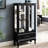 2 Door Wine Curio Cabinet With Integrated Lighting, Adjustable Shelves, Black Finish, Mirrored Back And Vintage Handles - Add Style To Your Home Lighting System, Hidden Drawer Sophisticated Decor