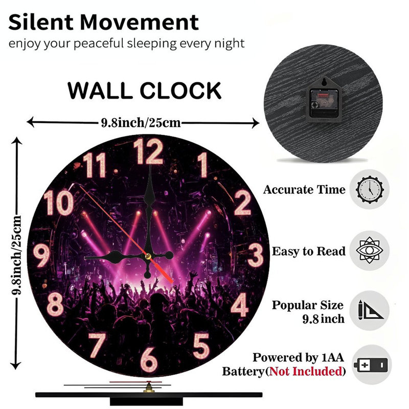 Concert Clock With Party Crowd