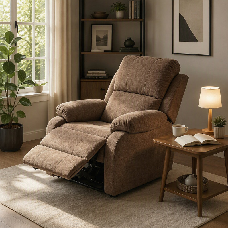 Fauteuil inclinable manuel avec angle réglable de 110 ° à 170 °, capacité de 400 lb, tissu chenille