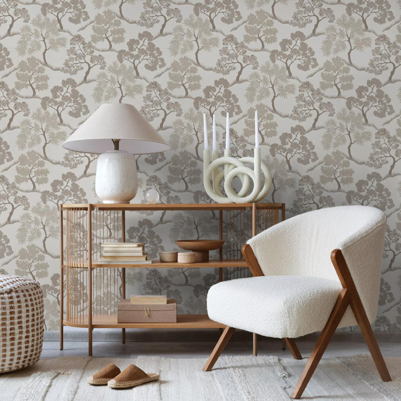 Trees Sublime Tree and Floral Wallpaper, Beige
