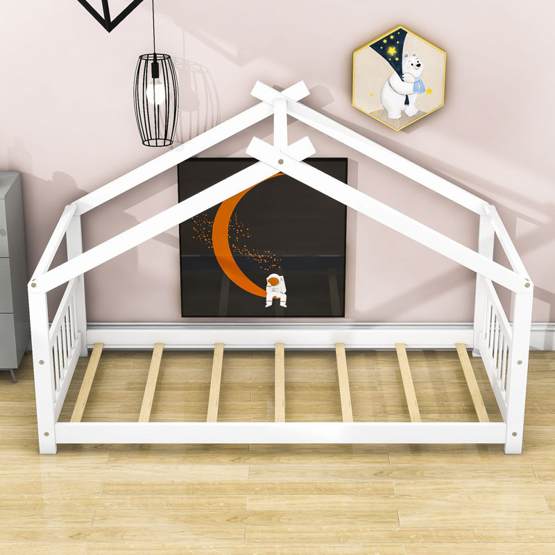 Lit plateforme avec tête de lit et pied de lit Jalapa, Simple, Blanc