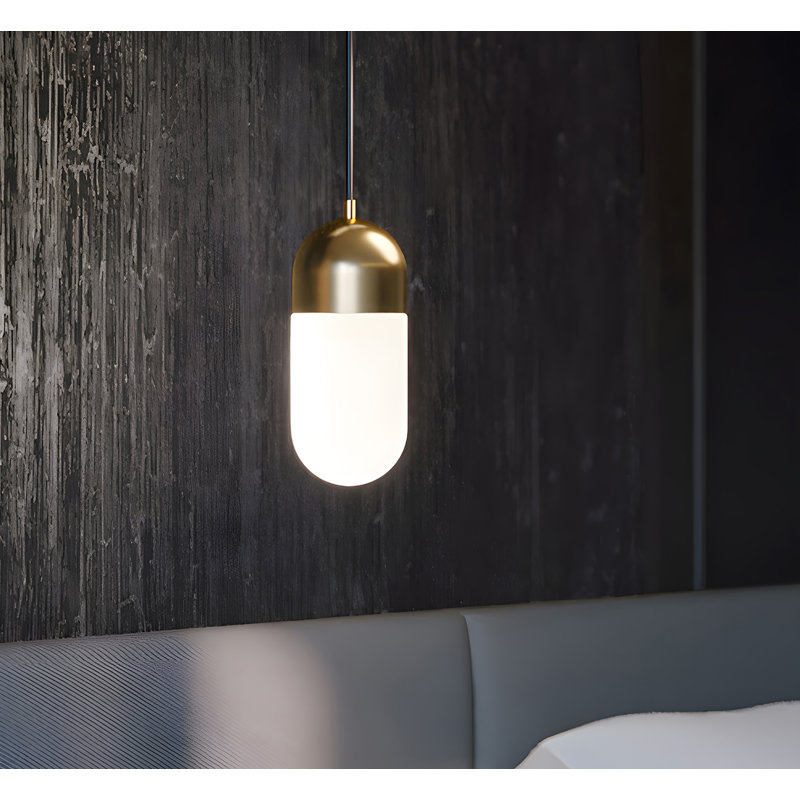 Luminaire suspendu DEL 5 po Ruhland, Laiton clair antique