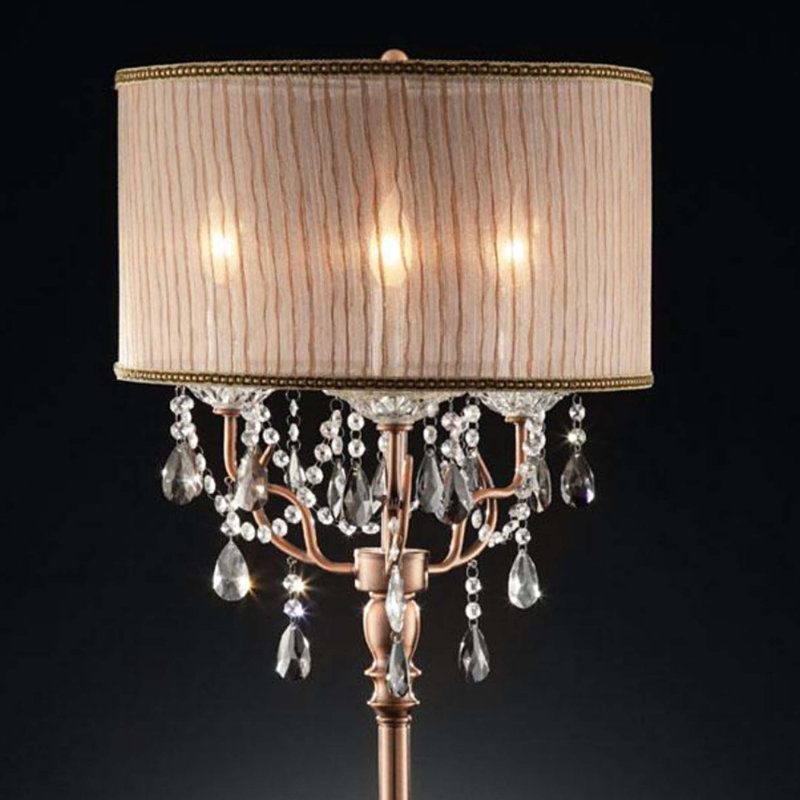 Lampe de table "Rosie" avec accents de cristal, abat-jour
