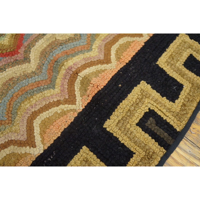 Tapis crocheté antique en laine multicolore