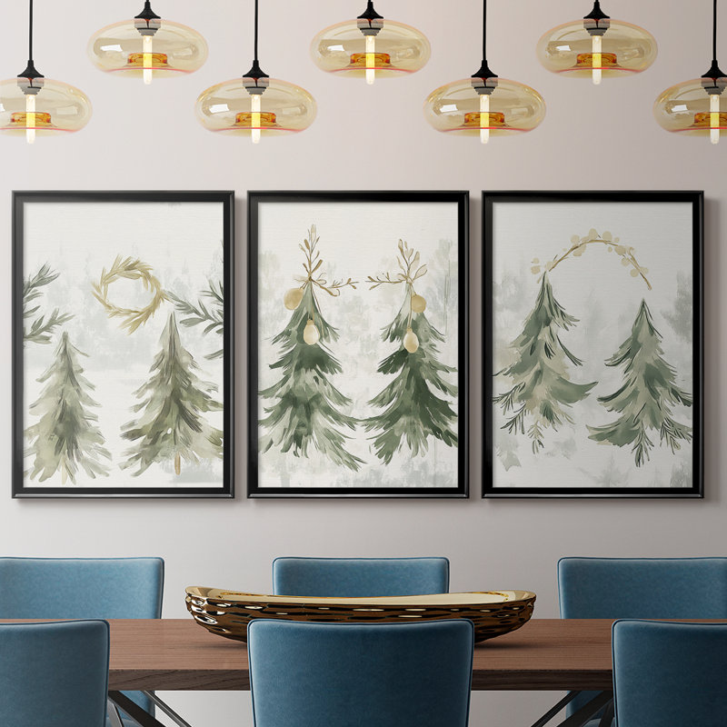 Christmas Holiday Art CECLXVII - Toile sur toile tendue avec châssis encadré - 3 pièces, H 30 po x l 63 po