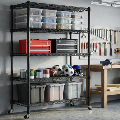 Heavy-Duty Height Adjustable Shelving Unit With Wheels, Leveling Feet