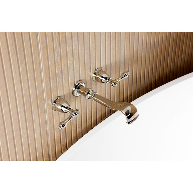 Kingston Brass Two-Handle 3-Hole Wall Mount Roman Tub Faucet, Polished Nickel