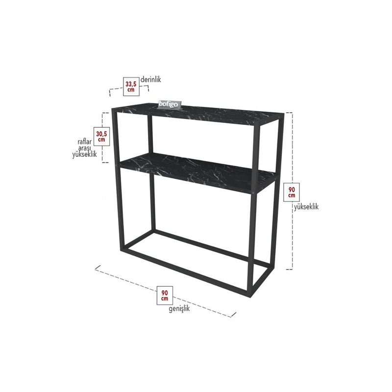 Aigar 90cm Solid Wood Top Console Table, Black/Black