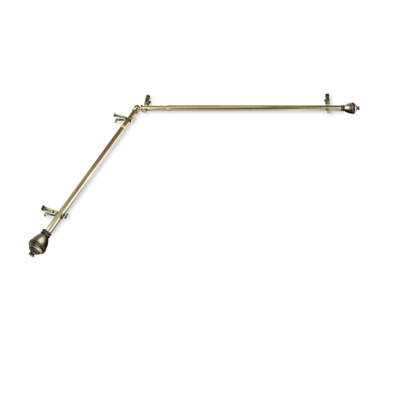 Tringle à rideaux simple à fenêtre de coin kinbrae, 66 po à 120 po, Laiton antique