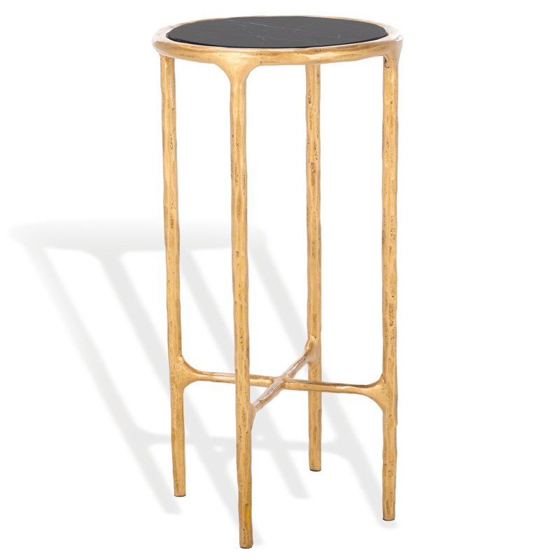 Table de bout Evelynn, Plateau en marbre noir / base en laiton