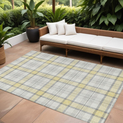 Tapis intérieur lavable à carreaux jaune 8 pi x 10 pi