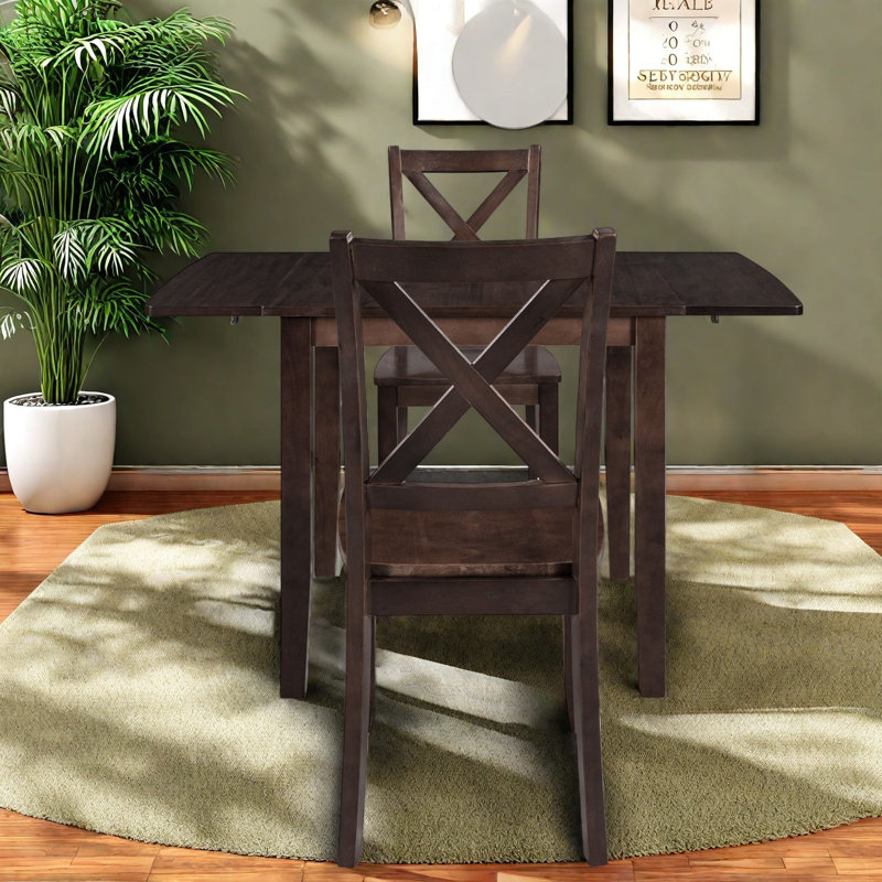 Space-saving Wood Dining Table Sets With Chairs, Extendable Espresso Design
