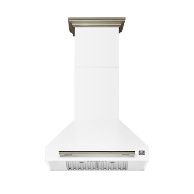 Forno Aria 30 Inch Wall-Mounted Range Hood in White with 600 CFM Motor, 4-Speed Fan, Charcoal Filter