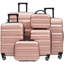 Ensemble 6 pièces de valises rigides en ABS - Valises légères et durables avec deux roues pivotantes, tailles de bagage à main et pour bagages