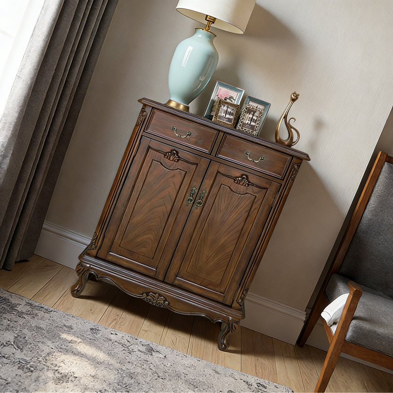 American Style Popular Storage Shoe Cabinet, Walnut, 44.09" H x 37.4" W x 15.75" D