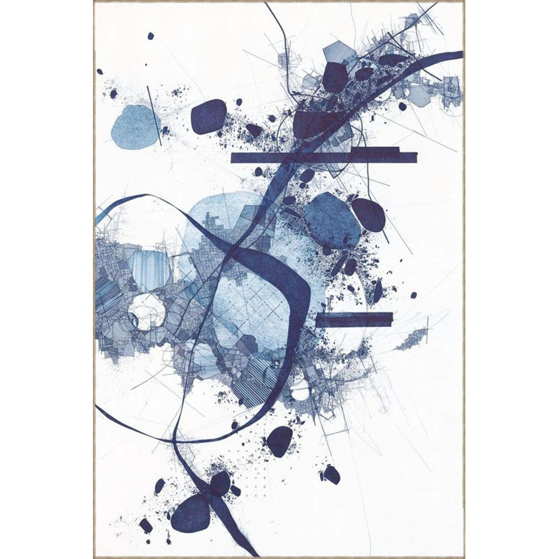 Tapis décoratif à rayures bleues lavable à la machine, Sous-tapis carré 3 pi 3 po inclus