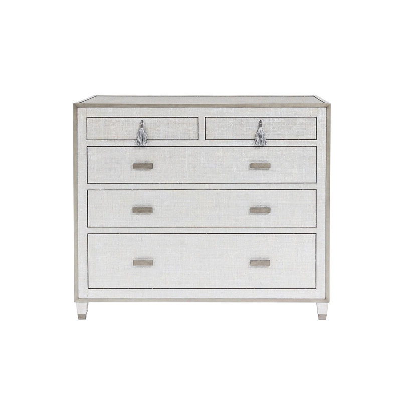 Gold 5-Drawer Chest of Drawers with Tassel Accents