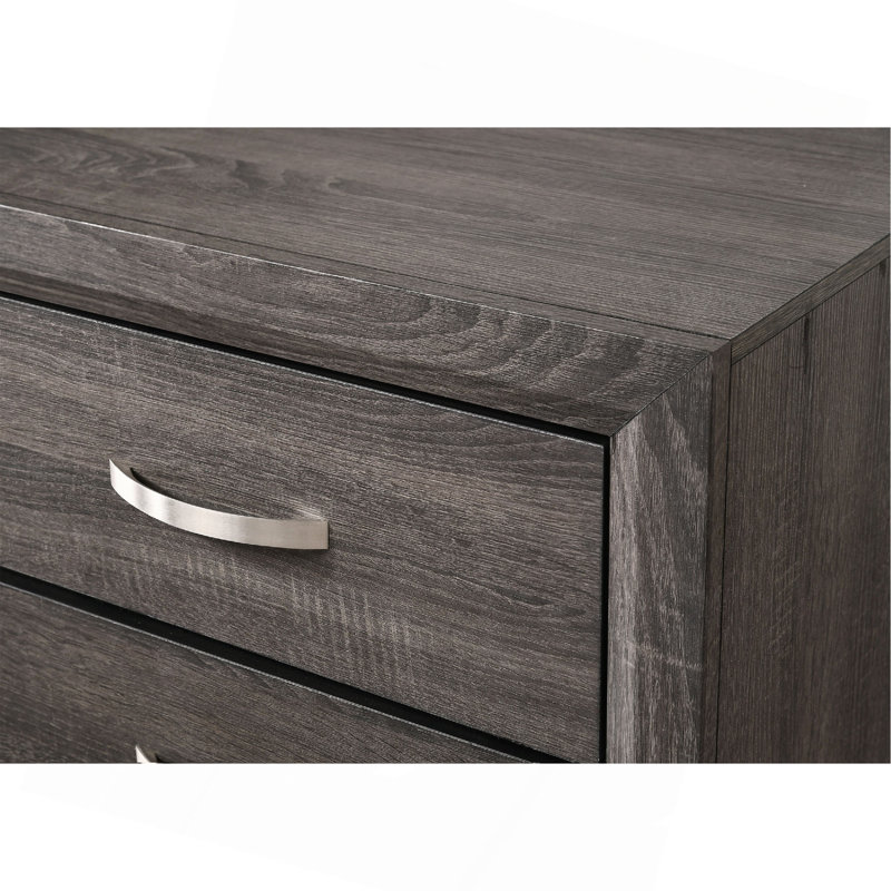Mobilier de chambre à coucher contemporain en bois avec commode 6 tiroirs 1Pc, Gris