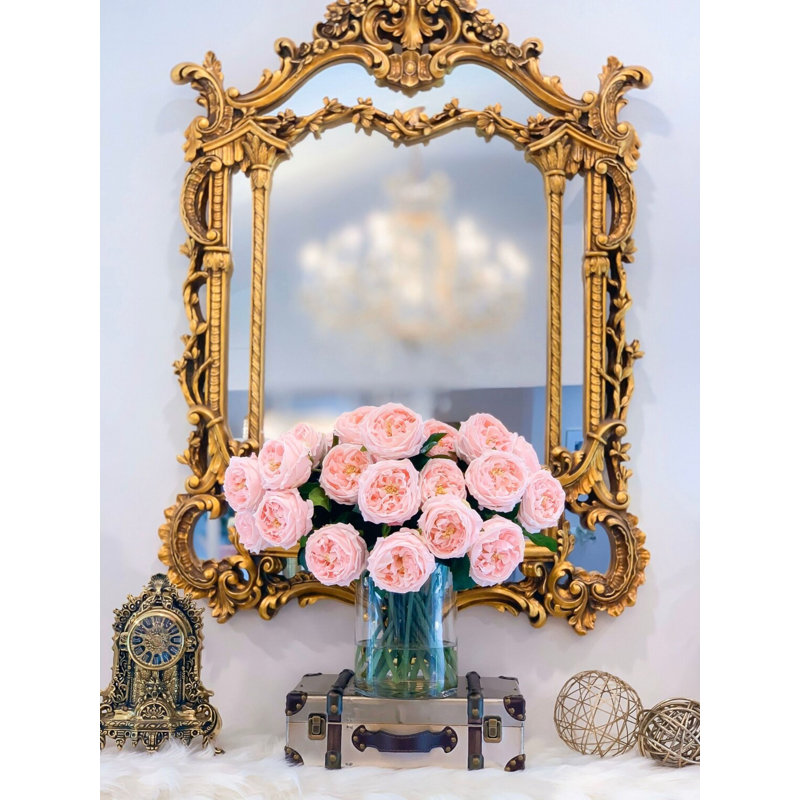 Modern Luxury Pink Rose Faux Centerpiece - Large Dining Table Arrangement, Pink