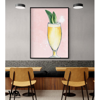 «Cocktail 2» par Kimberly Allen, décor de boisson Pina Colada, art mural de bar tropical, affiche de boisson ananas, impression d'affiche murale Tiki Bar