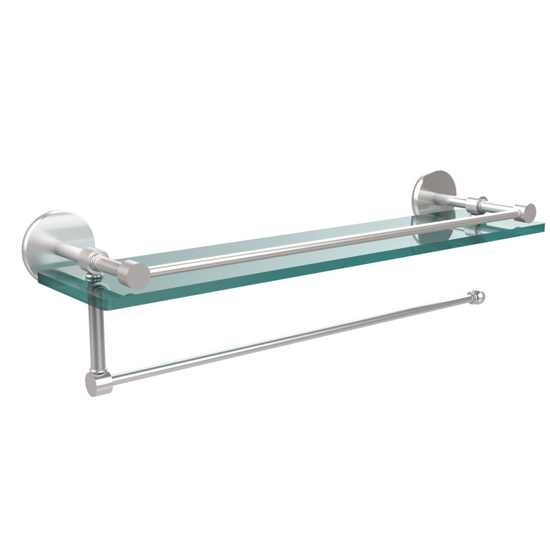 Dalston Bracket Shelf with Towel Bar, Satin Chrome, 5'' H x 22'' W x 5'' D