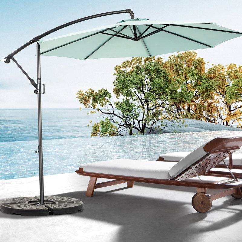 Parasol de marché suspendu avec ajustement facile d'inclinaison, abat-jour en polyester, 8 nervures pour la cour, près de la piscine Best Choice Products