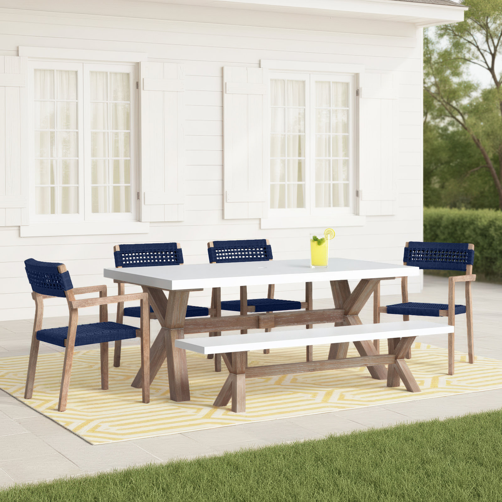 Fleur 74" Eucalyptus Patio Dining Set