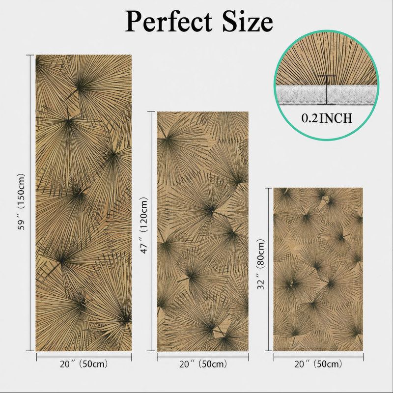 Palm Leaf Non-Slip Washable Kitchen Mats