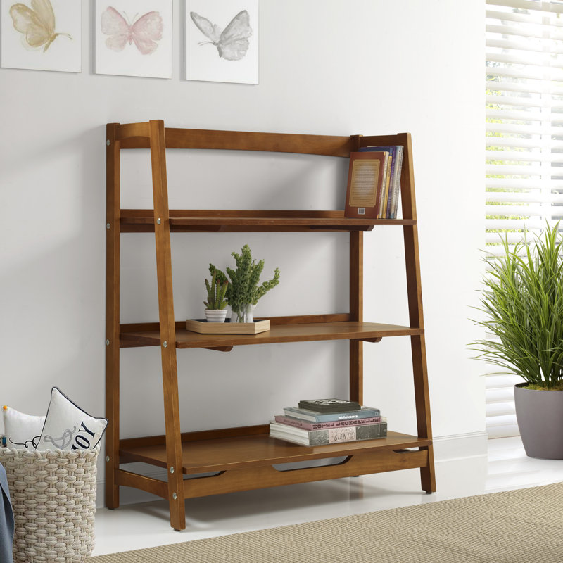 Ashvihan Mid Century Solid Wood Open Shelving Unit, Castanho