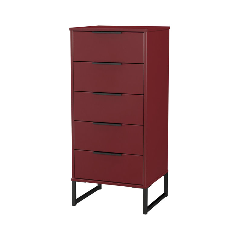 Peacham 45cm W Manufactured Wood Bedside Table, Red