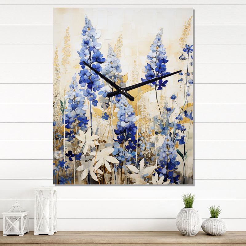 Horloge murale Blue Bonnets Simplicity Meadow, Très grand