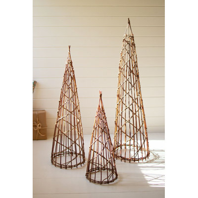  Set of 3 Nesting Twig Christmas Trees (Set of 2 Cartons) – Rustic Brown Woven Holiday Decor