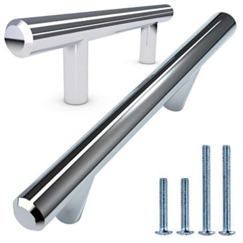 Polished Chrome Solid Stainless Steel Bar Handle Pull Set