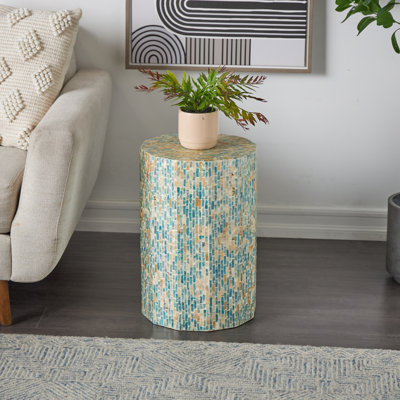 Table d'appoint en nacre bleue faite à la main Arsenault 13 po x 13 po x 19 po