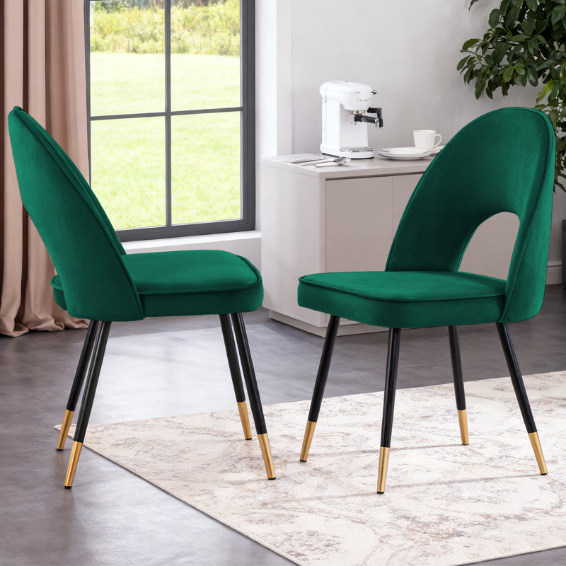 Lemelle Velvet Upholstered Dining Chairs, Green
