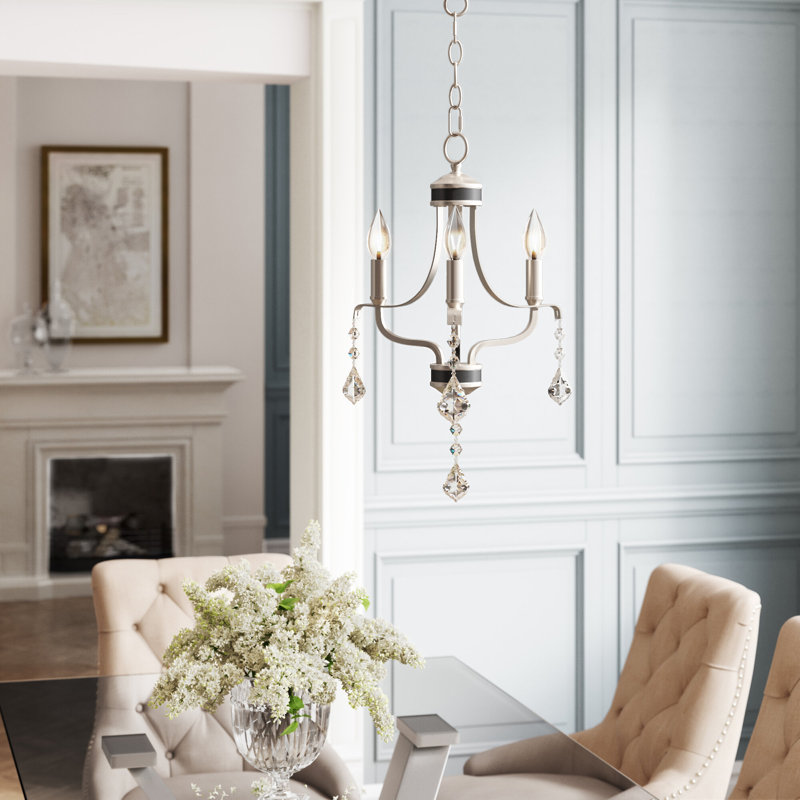 Doggett 3 - Light Dimmable Classic / Traditional Chandelier, Brushed Nickel