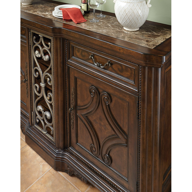 Valencia 82'' Dark Brown Wood and Metal Sideboard