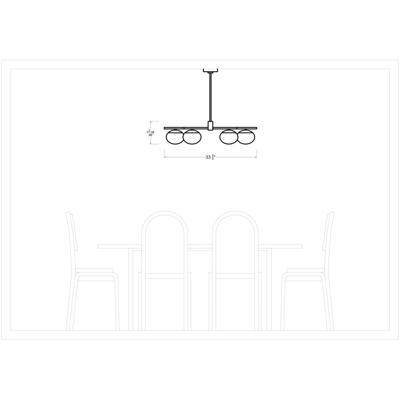 Lune 6 - Light Chandelier, Aged Iron