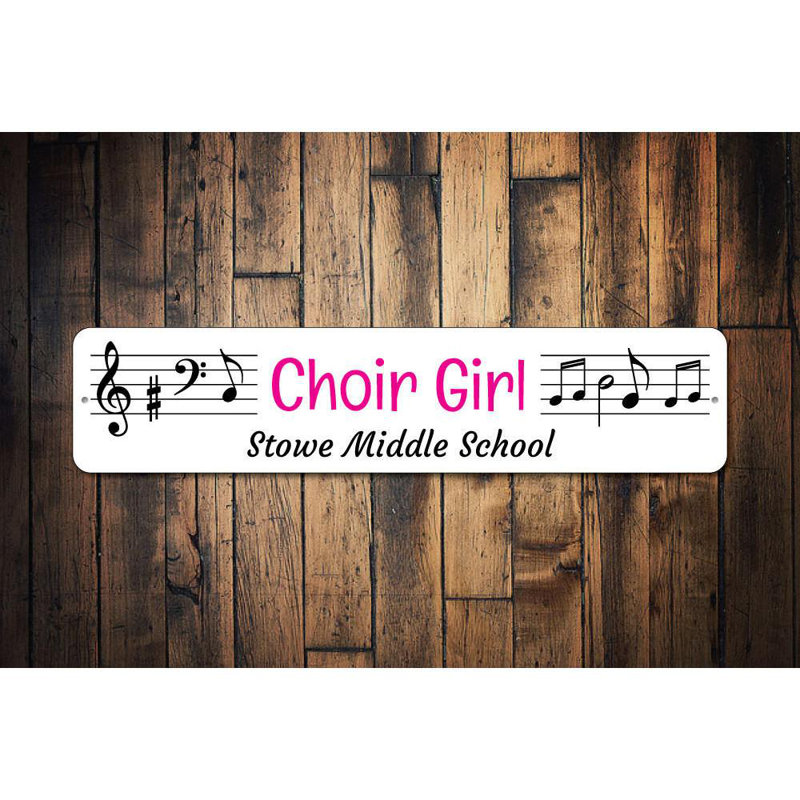 Plaque en aluminium Choir Girl, H 4 po x l 18 po x P 0,04 po