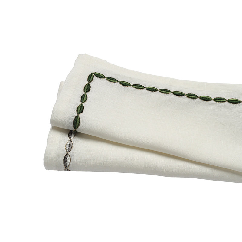 Swag Napkin, White/Green/Gold
