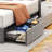 Bed Frame With LED, 4 Under-Bed Portable Storage Drawers, Wings Headboard Design-6159408-6159414