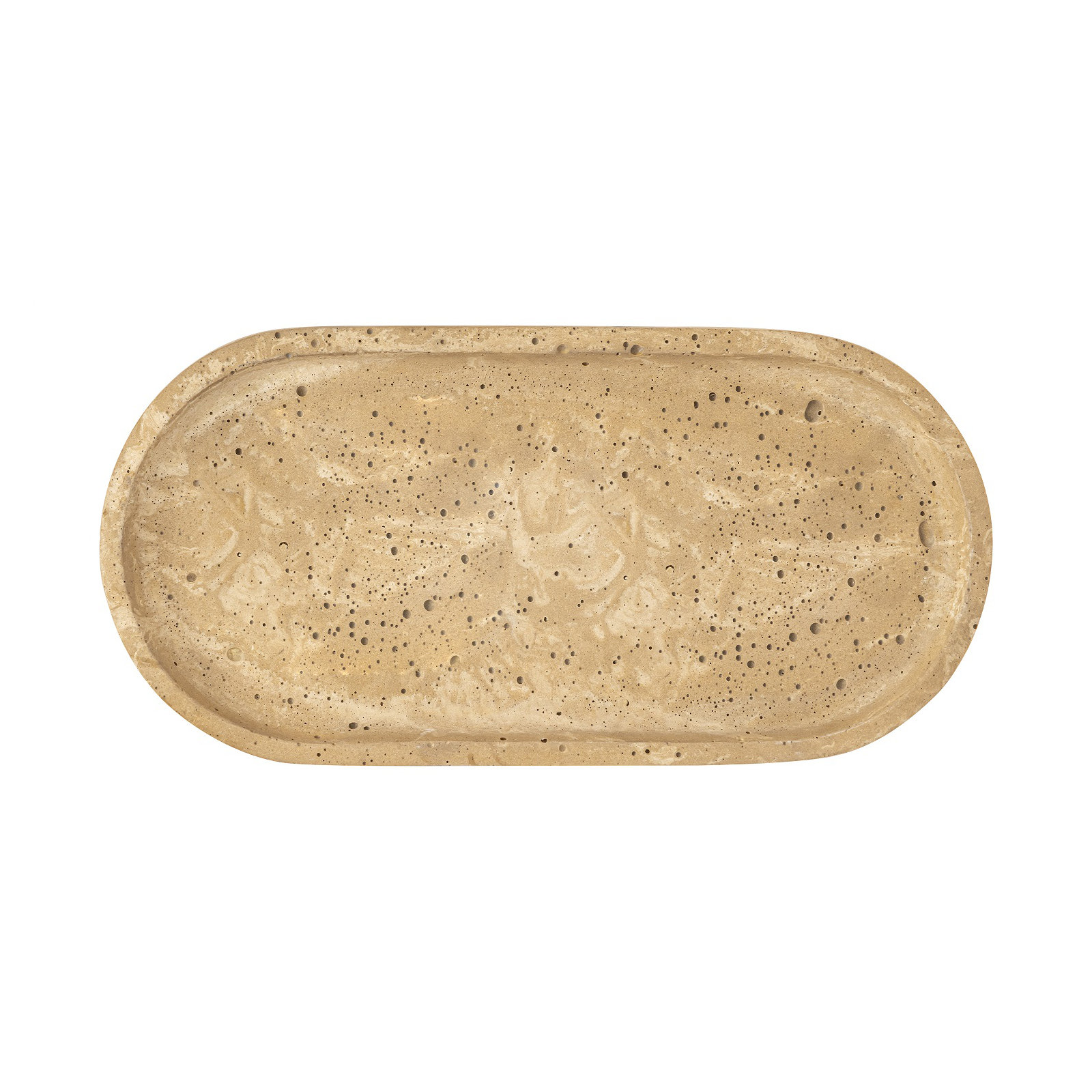 Oval Serving Tray Beige Resin Dia 16.9"