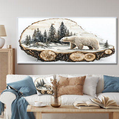 «Gerlando Winter Polar Bear In Forest Landscape III», reproduction d'art sur toile encadrée