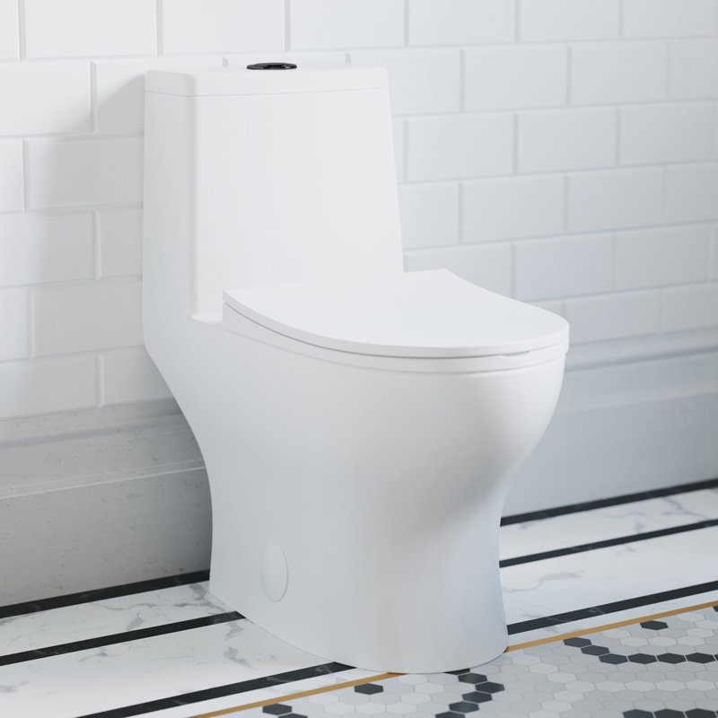 Toilette une pièce à double vortex Ivy, quincaillerie noire 1,1 / 1,6 gpf