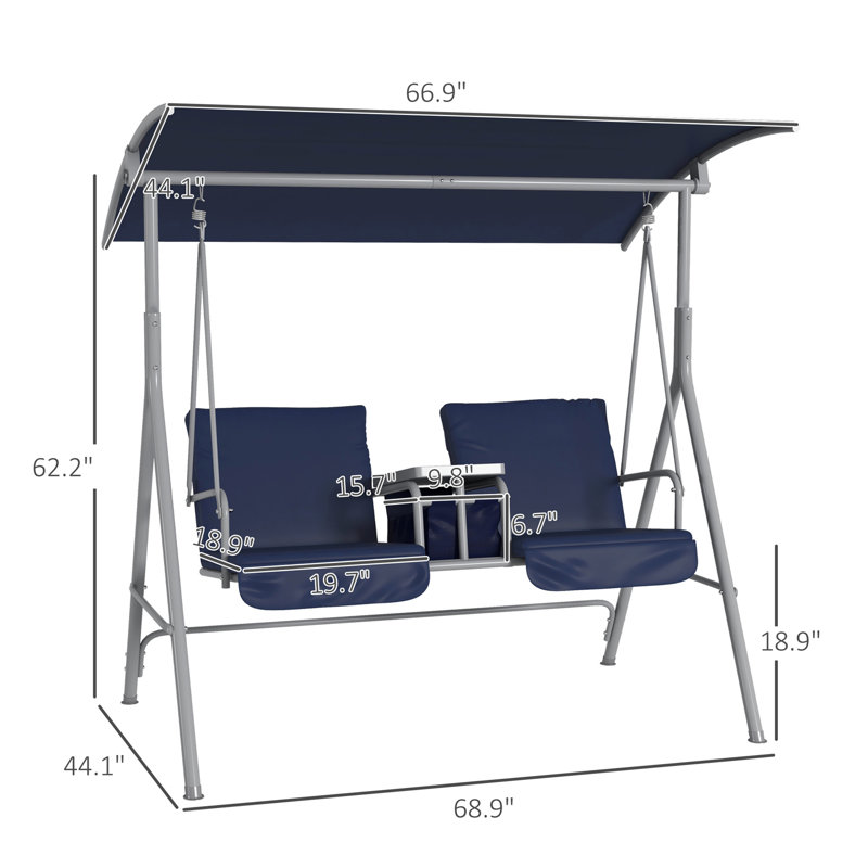 Balancelle, balancelle d'extérieur, pour jardin, bord de piscine, cour, Dark Blue, Dark Blue
