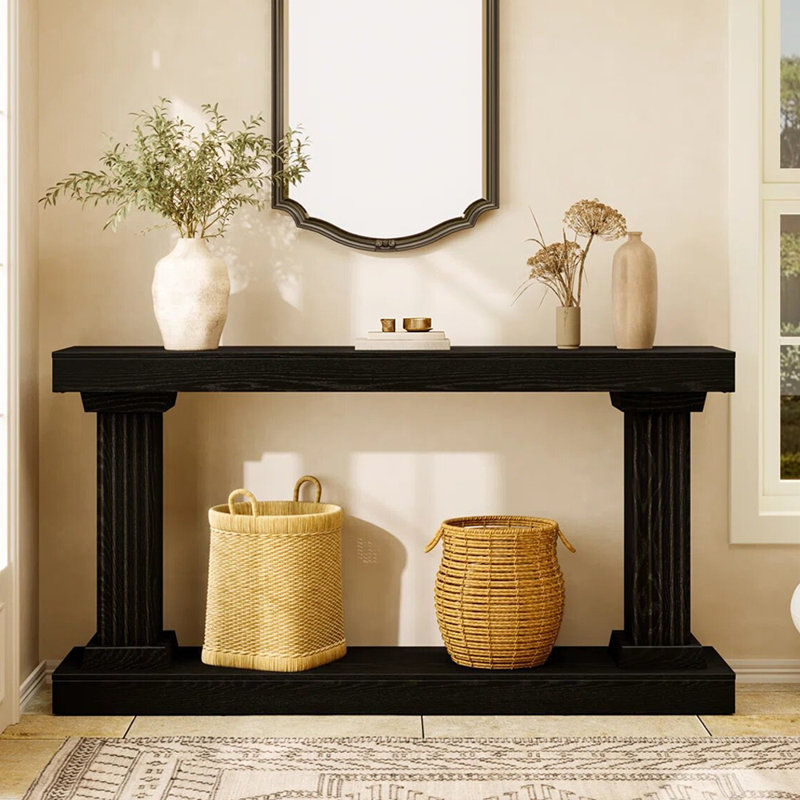 Console rétro de style français, Noir, H 35,4 po x l 78,7 po x P 11,8 po