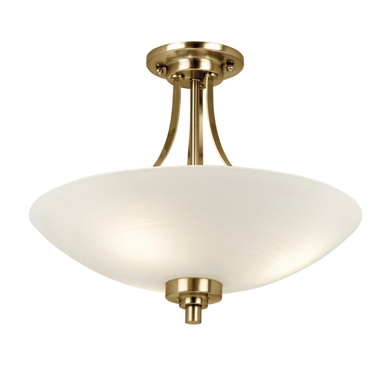 Miltiades Glass Semi Flush Mount, Antique Brass