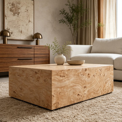 Natural-Style Wood-Grain MDF Coffee Table,Side Table