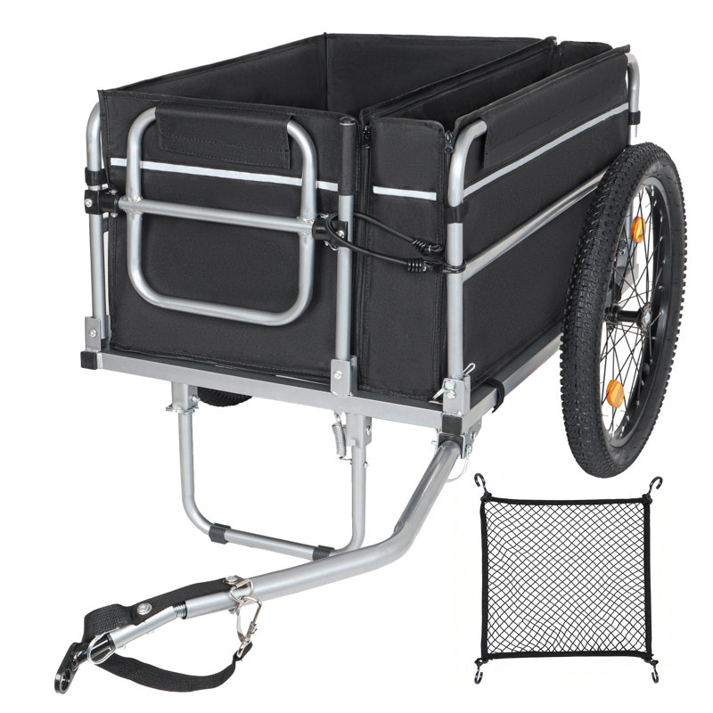 Remorque de chargement de vélo robuste avec pneus Fat - Chariot pliable de chariot à vélo de capacité de 110 lb pour le camping et l'épicerie